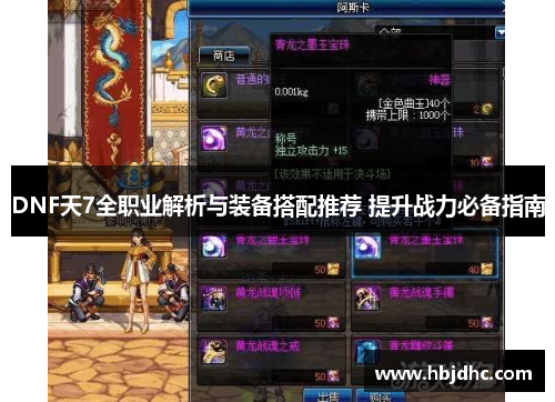 DNF天7全职业解析与装备搭配推荐 提升战力必备指南